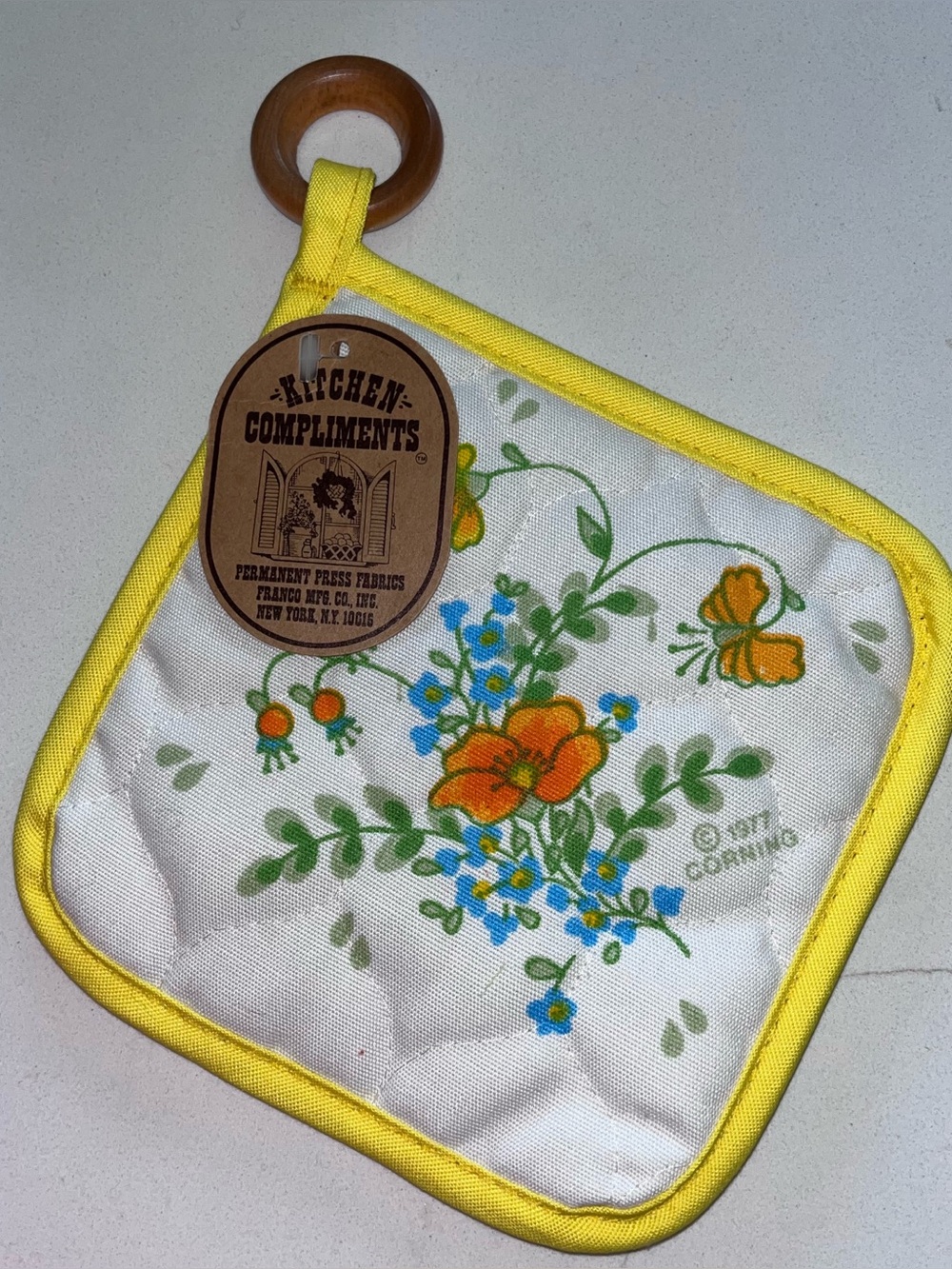 Vintage Corning 1977 Floral Hot Pad New
